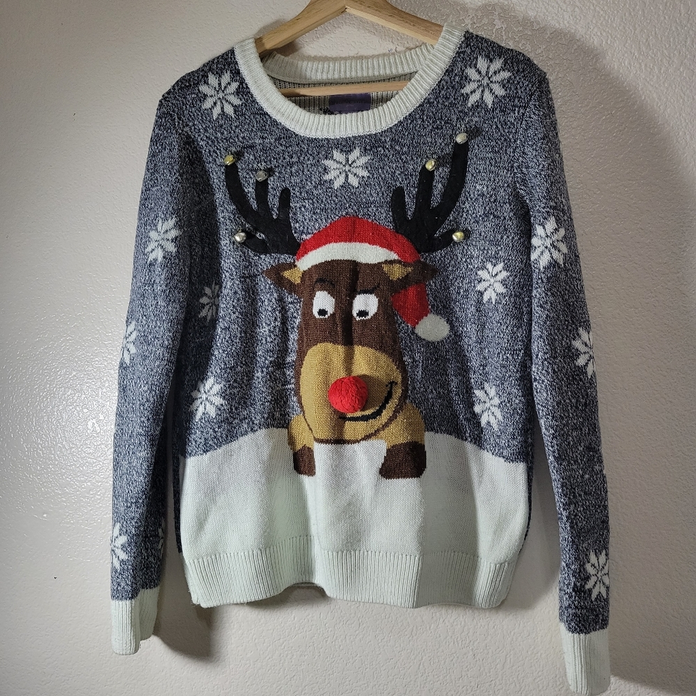 Vintage  Laura Scott Rudolph Christmas Sweater